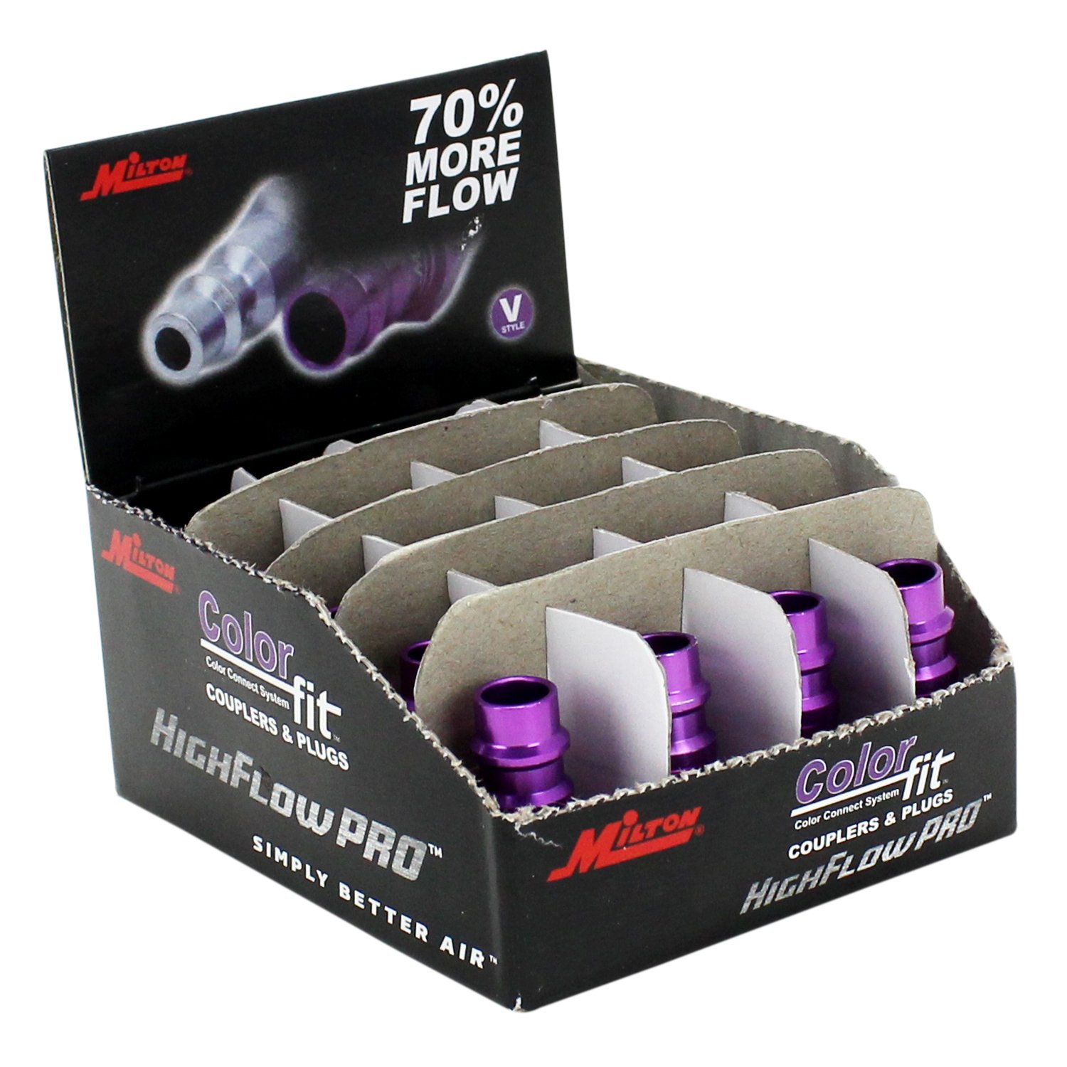 Milton 761VC-20 ColorFit HighFlowPRO Plugs, V-style Purple, 1/4